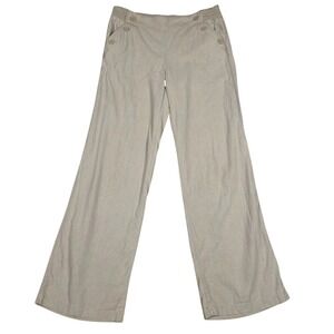 Linen‎ Wide Leg Boho Pants Cream Coastal Career Office Beach Womens 9 Candies
